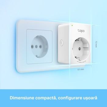 PRIZA inteligenta TP-LINK, Schuko x 1, cu monitorizarea energiei, conectare prin Schuko (T), 16 A, programare prin smartphone, Bluetooth, WiFi, alb 