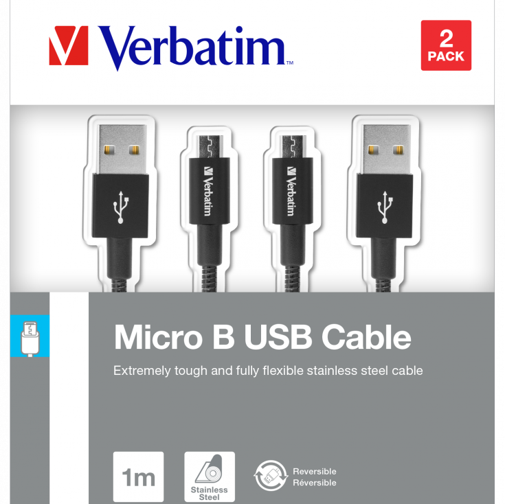 CABLU MICRO USB B VERBATIM, SYNC,  100CM, NEGRU, CABLU MICRO USB B, 100CM, NEGRU 