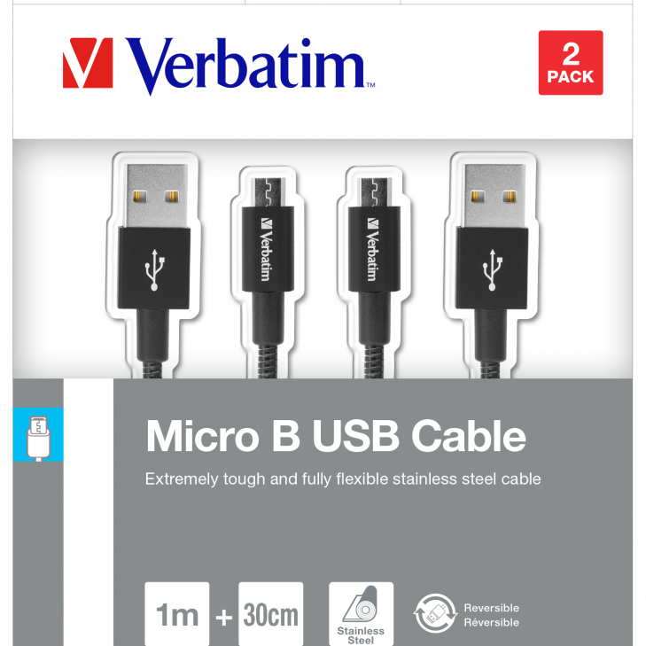 CABLU MICRO USB B VERBATIM, SYNC, 100CM, NEGRU, CABLU MICRO USB B, SYNC, 30CM, NEGRU 