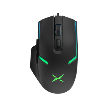 MOUSE DELUX, gaming, cu fir, USB, optic, 3600 dpi, butoane/scroll 6/1, RGB light, cablu braided 1.6m, negru, 