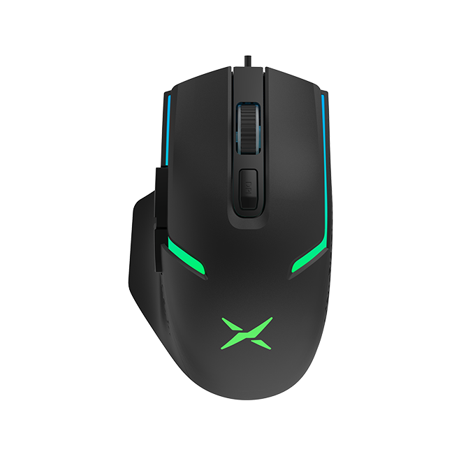 MOUSE DELUX, gaming, cu fir, USB, optic, 3600 dpi, butoane/scroll 6/1, RGB light, cablu braided 1.6m, negru, 