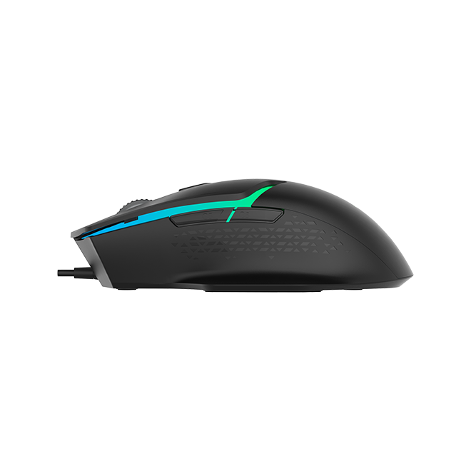 MOUSE DELUX, gaming, cu fir, USB, optic, 3600 dpi, butoane/scroll 6/1, RGB light, cablu braided 1.6m, negru, 