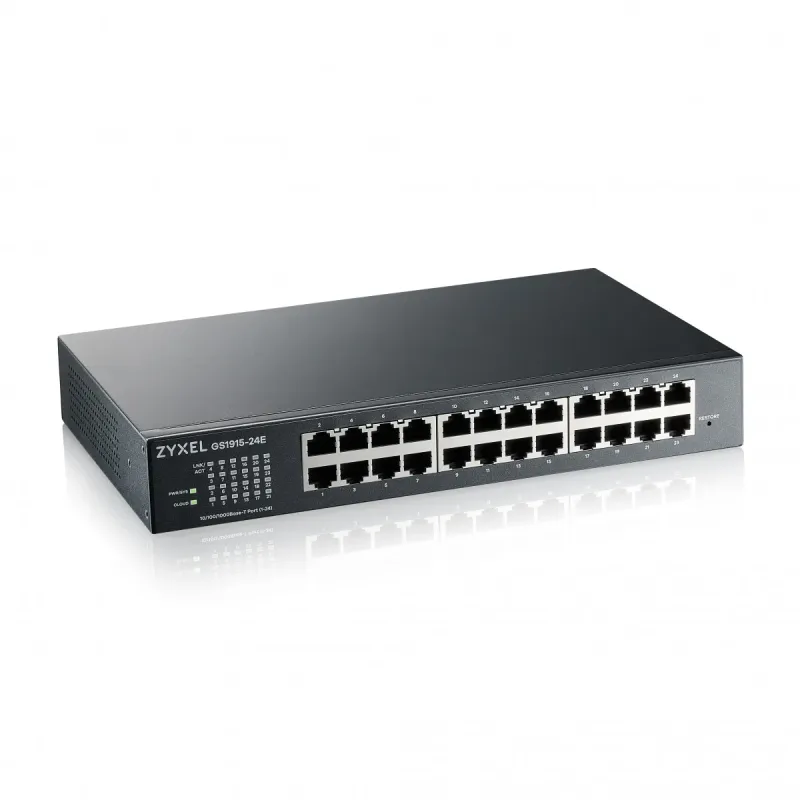 ZYXEL | GS1915-24E-EU0101F | GS1915-24E | Switch | Smart Managed | Layer 2 |  Rackmount | Porturi 24 Gigabit | Fanless | Standalone or Nebula Flex Cloud 