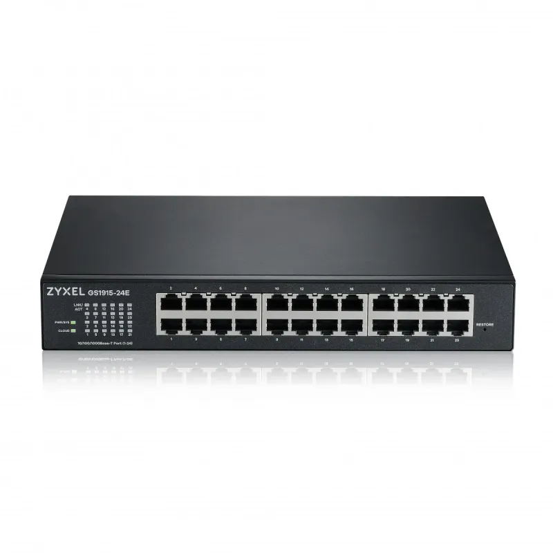 ZYXEL | GS1915-24E-EU0101F | GS1915-24E | Switch | Smart Managed | Layer 2 |  Rackmount | Porturi 24 Gigabit | Fanless | Standalone or Nebula Flex Cloud 