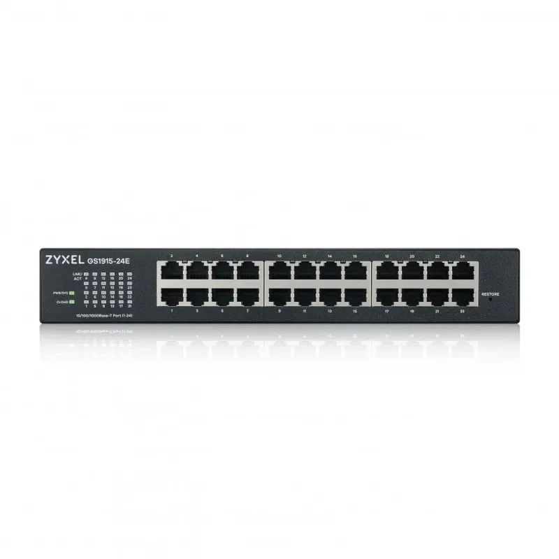ZYXEL | GS1915-24E-EU0101F | GS1915-24E | Switch | Smart Managed | Layer 2 |  Rackmount | Porturi 24 Gigabit | Fanless | Standalone or Nebula Flex Cloud 