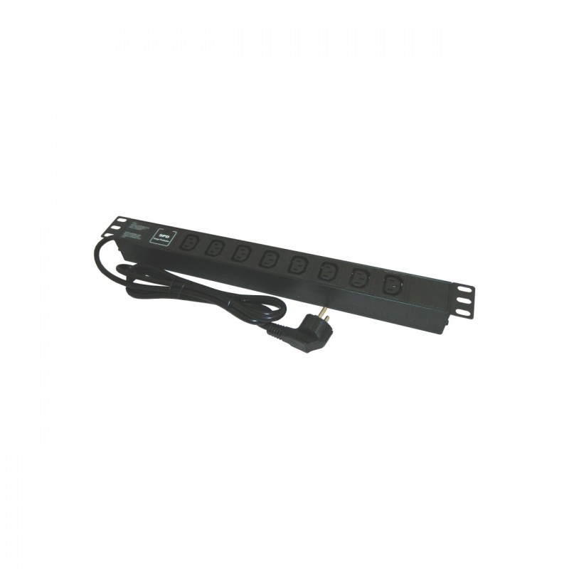 Bara alimentare aluminiu / PDU, 19 inch, 8 prize C13, protectie la supratensiune, 16A, 3500W, 3x1.5, 2m - EMTEX 