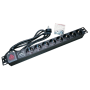 Bara alimentare aluminiu / PDU, 19 inch, 8 prize schuko + switch, protectie la supratensiune, 16A, 3500W, 3x1.5, 2m - EMTEX 