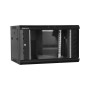 Rack 12U 600x600, dezasamblat, montare pe perete, usa din sticla, panouri laterale detasabile si securizate , culoare negru RAL 9004, DATEUP 
