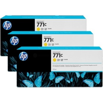 Tri-Pack Original HP Yellow, nr.771C, pentru DesignJet Z6200, , (timbru verde 0.45 lei), 