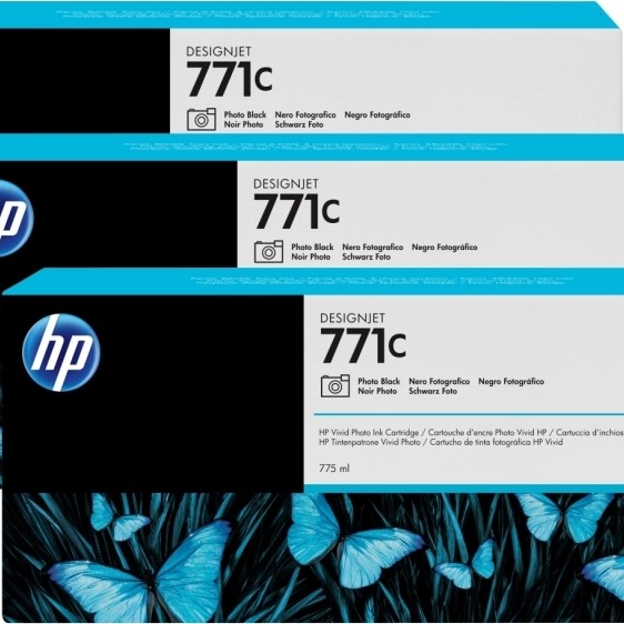 Tri-Pack Original HP Light Cyan, nr.771C, pentru DesignJet Z6200, , (timbru verde 0.45 lei), 