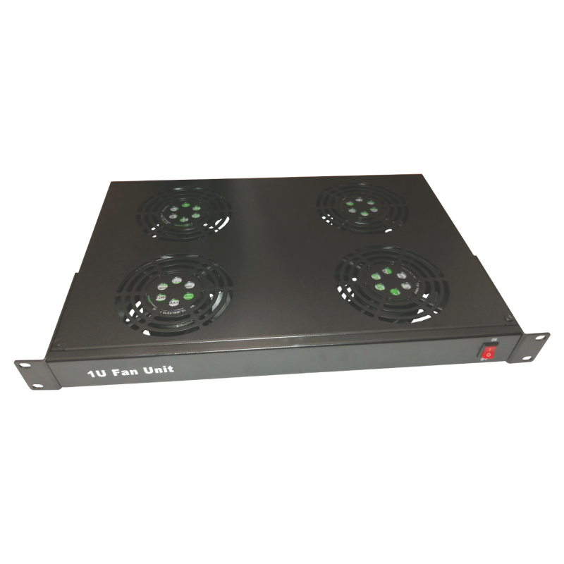 Ventilator 4 fan + cablu alimentare 1,5m , 1U , negru - DATEUP 