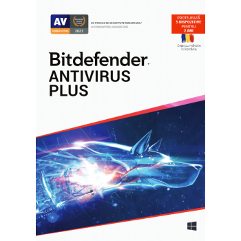 LICENTA Bitdefender Antivirus Plus, 5 utilizatori, 2 ani pt. PC, retail 