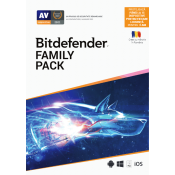 LICENTA Bitdefender anti-malaware Family Pack, 15 utilizatori, 2 ani pt. PC, Smartphone, Tableta, retail 