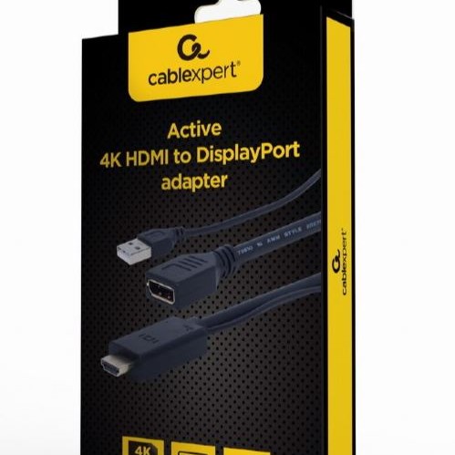 ADAPTOR video GEMBIRD, HDMI (T) la DisplayPort (M), rezolutie maxima 4K (3840 x 2160) la 30Hz, activ USB powered, black, 