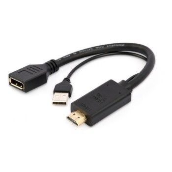 ADAPTOR video GEMBIRD, HDMI (T) la DisplayPort (M), rezolutie maxima 4K (3840 x 2160) la 30Hz, activ USB powered, black, 