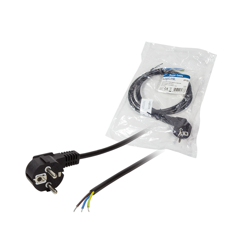CABLU alimentare LOGILINK 1.8m, intrare Schuko, iesire fire fara conector 3 x 0.75mm2, 10A / 2500W, 1.5m, black, 
