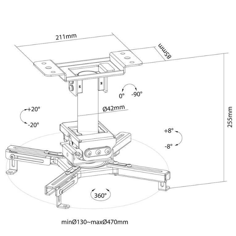 NM Projector Ceiling Mount 25cm, 