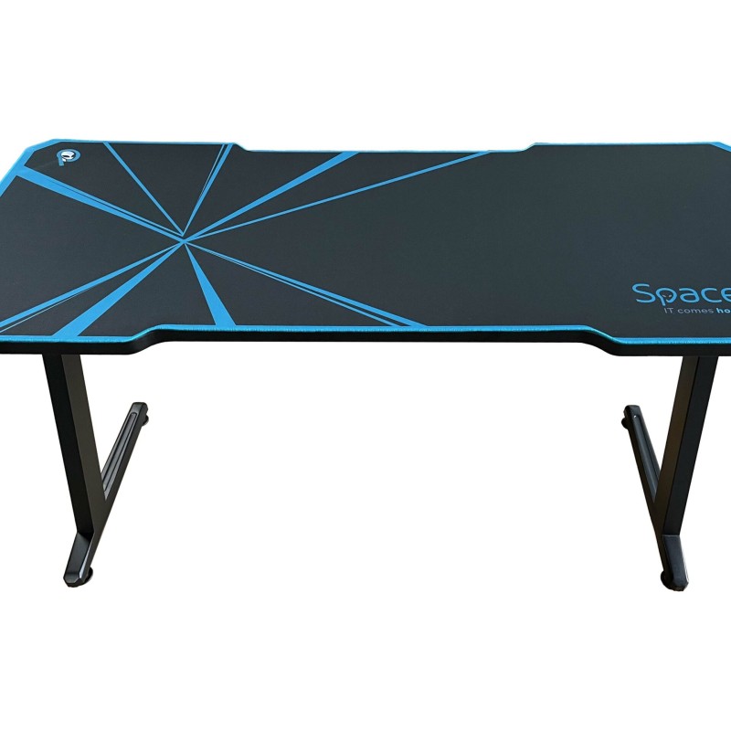 BIROU GAMING Spacer, dimensiuni 1400 x 600 x 18 mm, blat MDF invelit in fibra de carbon cu mousepad pe toata suprafata, suport casti si cana metalice, picioare reglabile manual, RGB, telecomanda wireless 