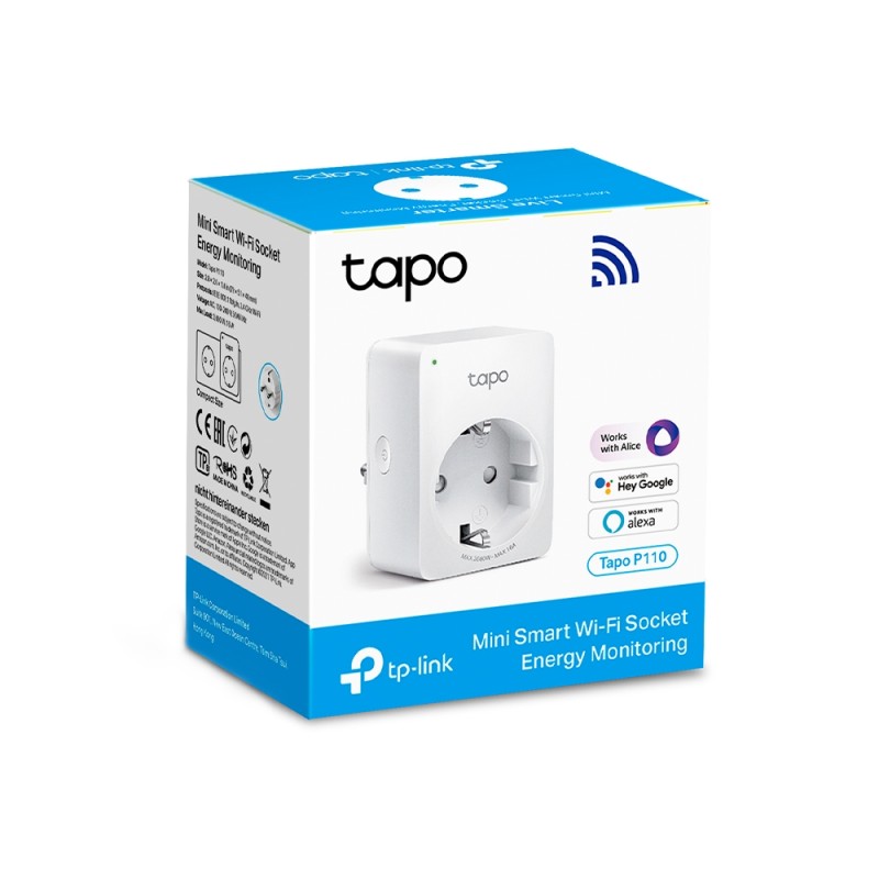 PRIZA inteligenta TP-LINK, Schuko x 1, cu monitorizarea energiei, conectare prin Schuko (T), 16 A, programare prin smartphone, Bluetooth, WiFi, alb 