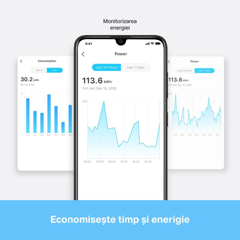 PRIZA inteligenta TP-LINK, Schuko x 1, cu monitorizarea energiei, conectare prin Schuko (T), 16 A, programare prin smartphone, Bluetooth, WiFi, alb 