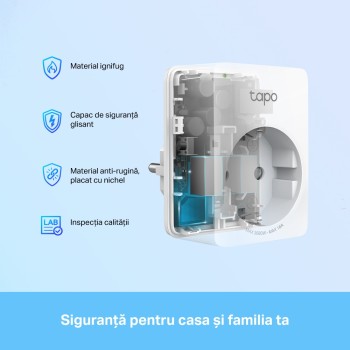 PRIZA inteligenta TP-LINK, Schuko x 1, cu monitorizarea energiei, conectare prin Schuko (T), 16 A, programare prin smartphone, Bluetooth, WiFi, alb 