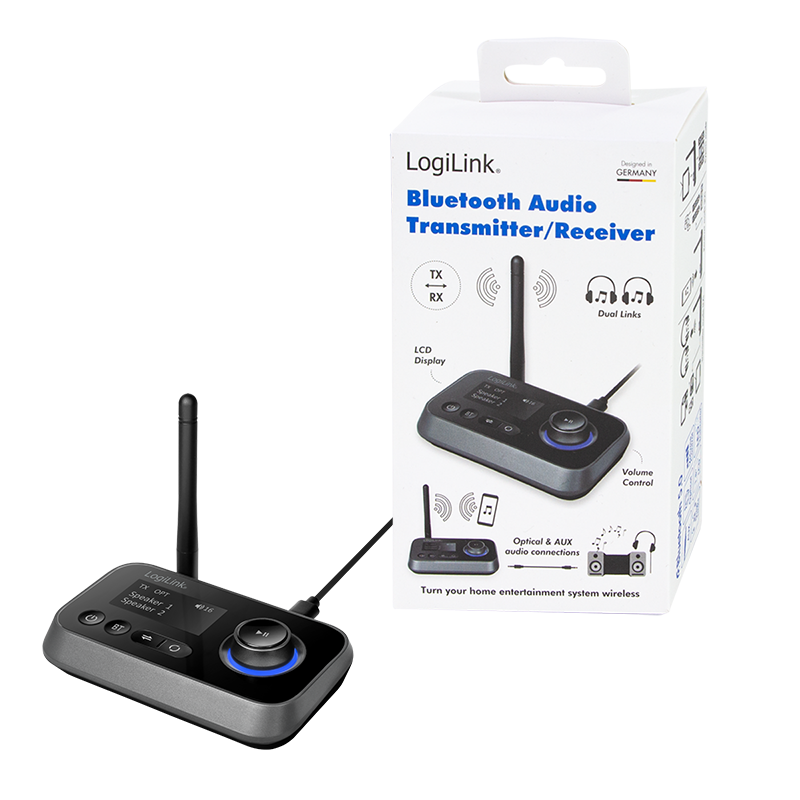 RECEIVER; Transmitter audio Logilink, conect Jack 3.5mm & S/PDIF in/out, dist max.10 m, BT v5.0, suporta dual stream in TX mode,LCD 1.8