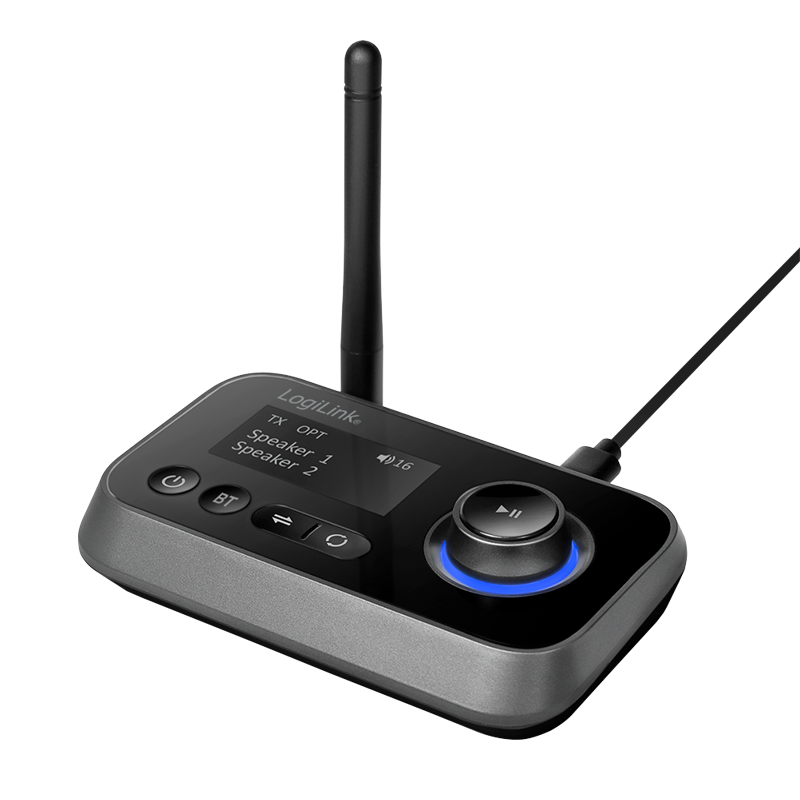 RECEIVER; Transmitter audio Logilink, conect Jack 3.5mm & S/PDIF in/out, dist max.10 m, BT v5.0, suporta dual stream in TX mode,LCD 1.8