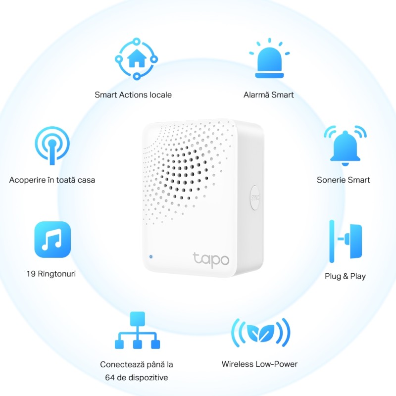 SMART HUB TP-Link, difuzor incorporat, necesar pentru senzorii Tapo, wireless 