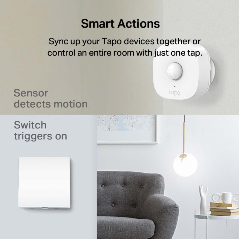 INTRERUPATOR inteligent TP-LINK, necesita hub Tapo H100 pentru functionare, programare prin smartphone aplicatia Tapo, 2 x baterii AAA, WiFi, alb 