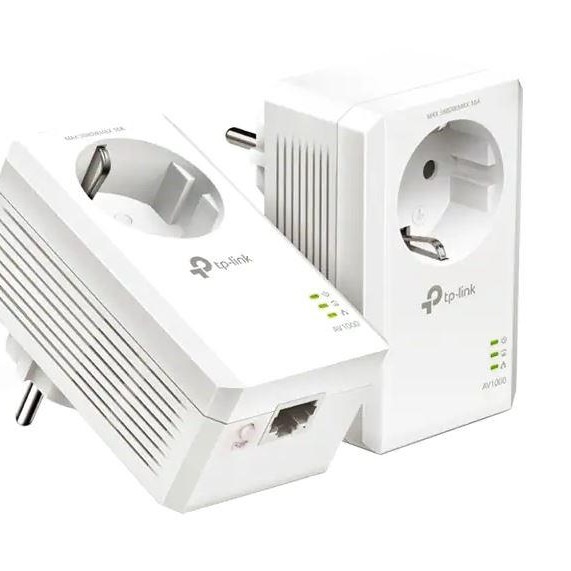 KIT ADAPTOR POWERLINE TP-LINK tehnologie AV,  AV1000, pana la 1000Mbps, 1 port Gigabit, priza AC, 2buc. 