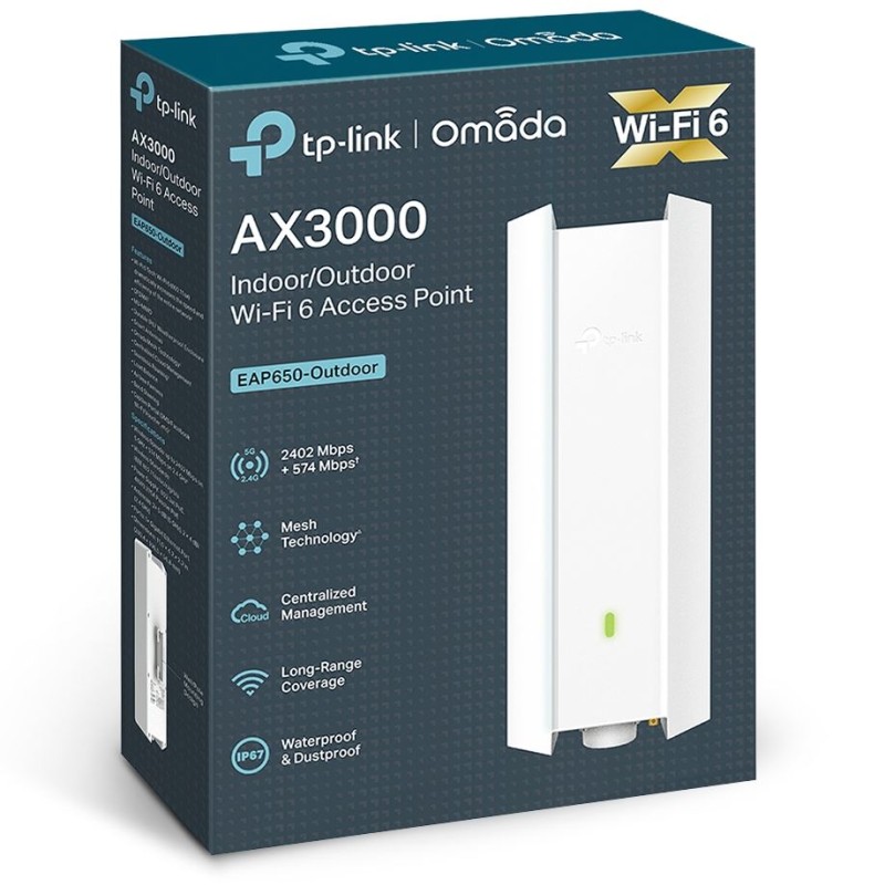 ACCESS POINT TP-LINK wireless AX3000 Mbps dual band WiFi 6, 1 x 10/100/1000 Mbps Ethernet Ports (1xPoE OUT)2 antene interne, IEEE802.3af/at PoE, de perete 