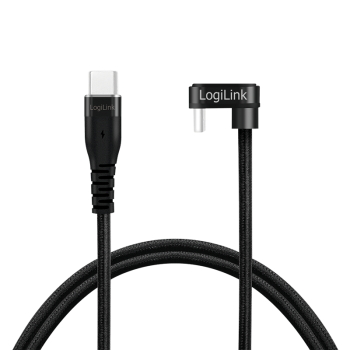 CABLU alimentare si date LOGILINK, pt. smartphone, USB 2.0, USB Type-C (T) la USB Type-C (T) la 180 grade, 1m, 2 x ecranat, aluminiu, negru, 