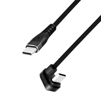 CABLU alimentare si date LOGILINK, pt. smartphone, USB 2.0, USB Type-C (T) la USB Type-C (T) la 180 grade, 1m, 2 x ecranat, aluminiu, negru, 