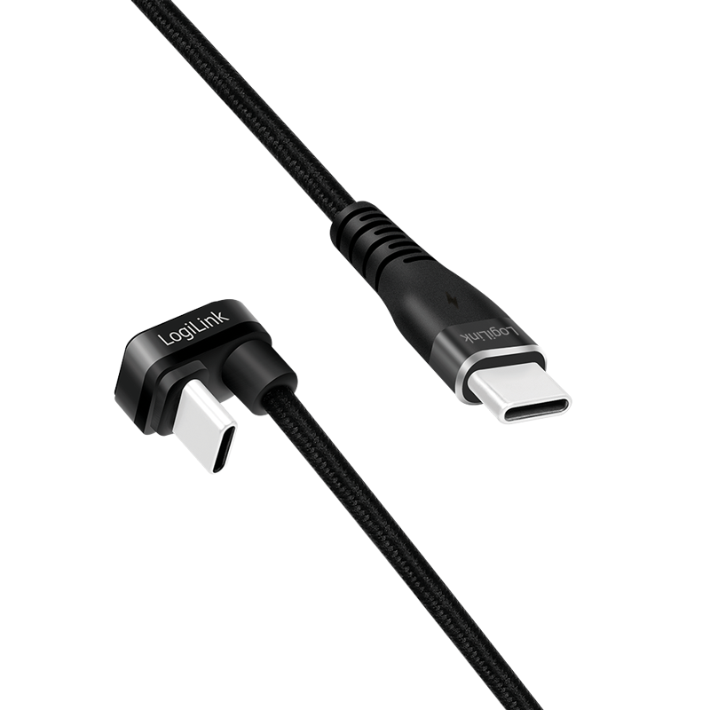 CABLU alimentare si date LOGILINK, pt. smartphone, USB 2.0, USB Type-C (T) la USB Type-C (T) la 180 grade, 2m, 2 x ecranat, aluminiu, negru, 