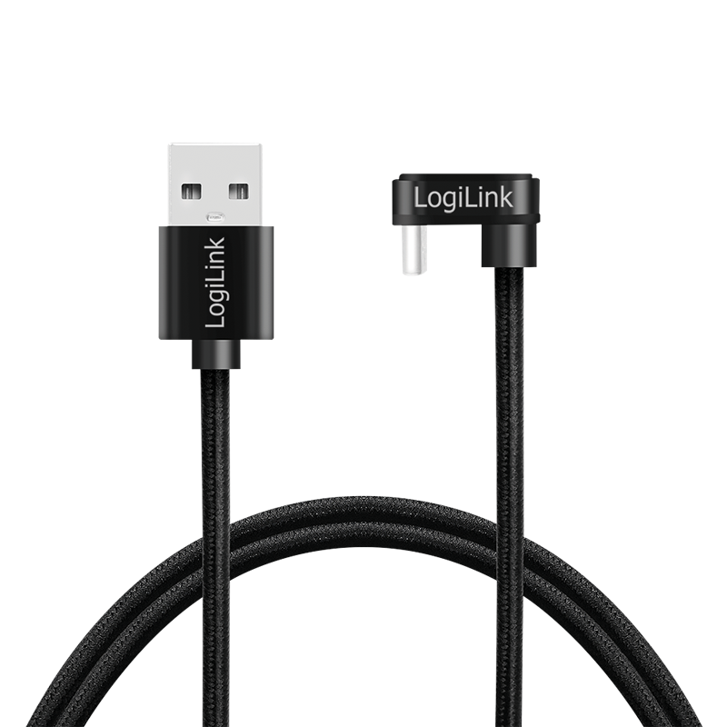 CABLU alimentare si date LOGILINK, pt. smartphone, USB 2.0, USB Type-C (T) la USB-A (T) la 180 grade, 1m, 2 x ecranat, aluminiu, negru, 