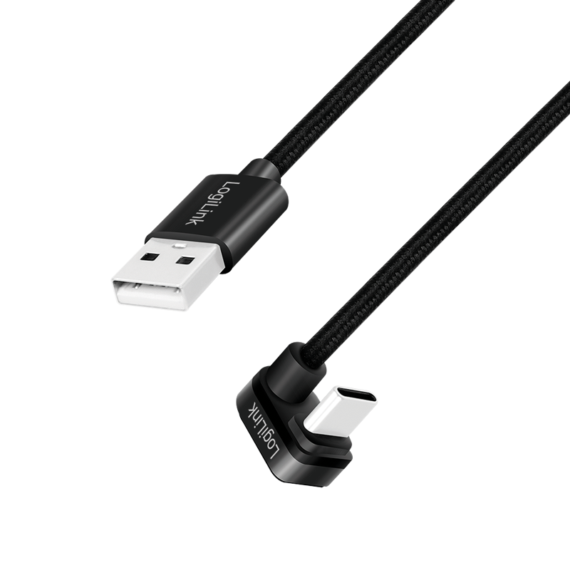 CABLU alimentare si date LOGILINK, pt. smartphone, USB 2.0, USB Type-C (T) la USB-A (T) la 180 grade, 3m, 2 x ecranat, aluminiu, negru, 
