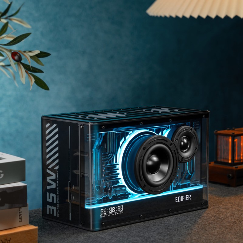 BOXE EDIFIER Gaming desktop, RMS: 40W, Bluetooth 5.3, USB-C, USB-A, AUX, EQs preset 3 moduri, RGB 7 culori, GaN charger 35W, black, 