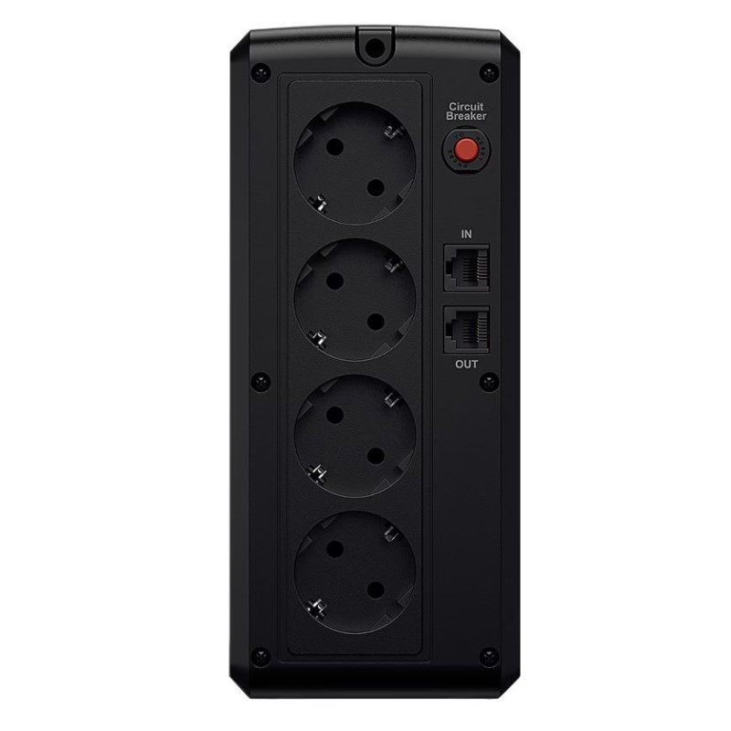 UPS CYBER POWER Line Int. cu sin. simulata, cu management, Tower, LED, 1050VA/630W, AVR, 4x Schuko, baterie 2x 12V/5Ah, incarcare pana la 6h, USB, 2x RJ45, tehn. GreenPower, 