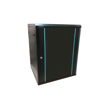 Rack 12U 600x450, dezasamblat, montare pe perete, usa din sticla, panouri laterale detasabile si securizate , culoare negru RAL 9004, DATEUP 