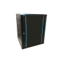 Rack 12U 600x450, dezasamblat, montare pe perete, usa din sticla, panouri laterale detasabile si securizate , culoare negru RAL 9004, DATEUP 