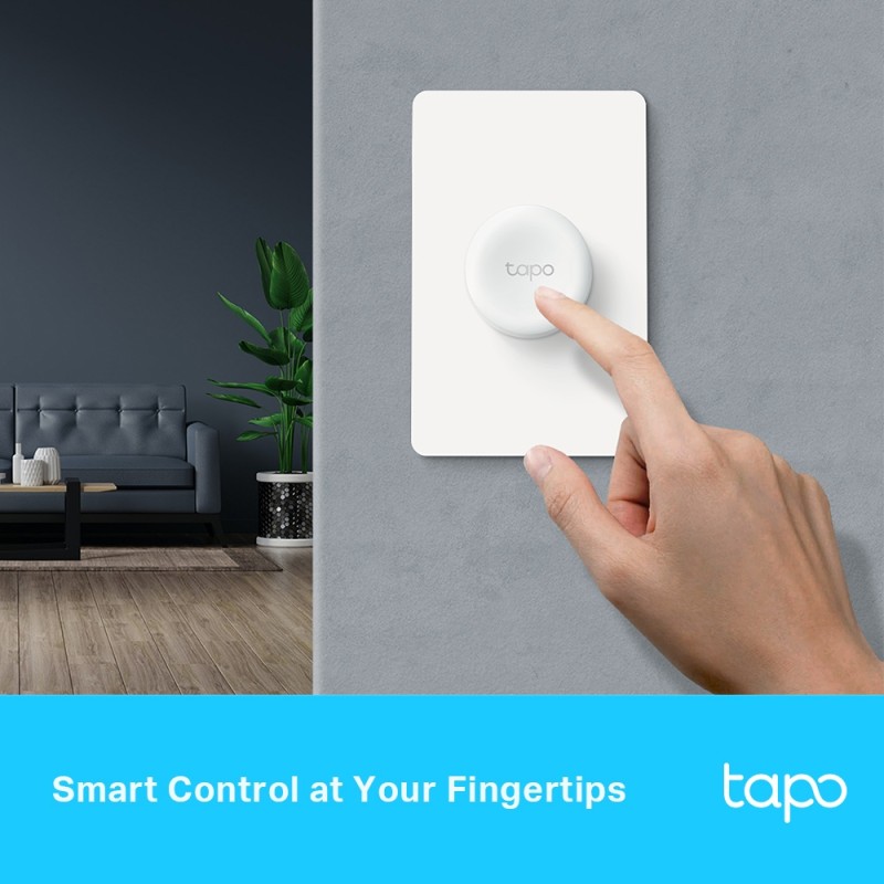 INTRERUPATOR inteligent TP-LINK, necesita hub Tapo H100 pentru functionare, 1 comutator,  programare prin smartphone aplicatia Tapo, 1 x baterie CR2032, WiFi, alb 