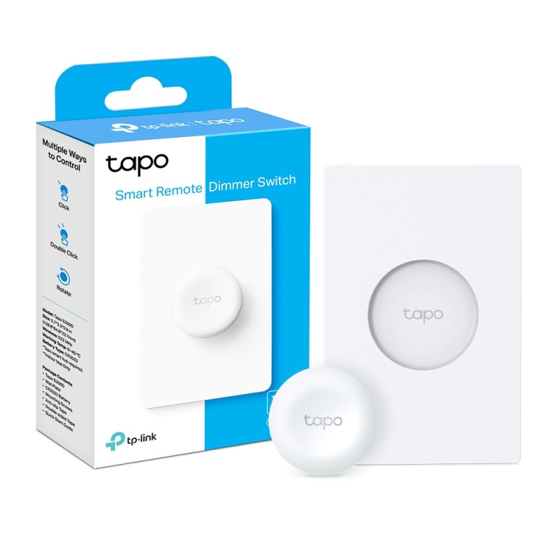 INTRERUPATOR inteligent TP-LINK, necesita hub Tapo H100 pentru functionare, 1 comutator,  programare prin smartphone aplicatia Tapo, 1 x baterie CR2032, WiFi, alb 