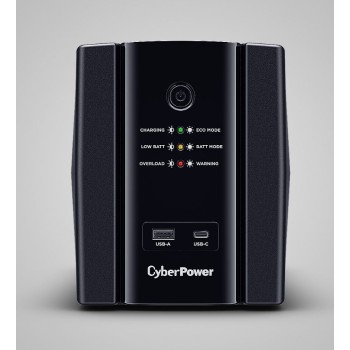 UPS CYBER POWER Line Int. cu sin. simulata, cu management, Tower, LED, 2200VA/1320W, AVR, 4x Schuko, baterie 2x 12V/9Ah, incarcare pana la 8h, USB, incarcare USB-A/USB-C, 2x RJ45, tehn. GreenPower, 