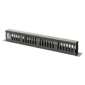 Ghidaj patchcord-uri metalic cu capac (organizator cabluri rack) , 1U , negru - DATEUP 