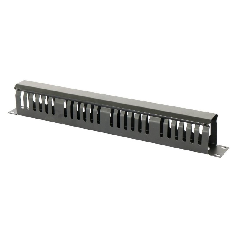 Ghidaj patchcord-uri metalic cu capac (organizator cabluri rack) , 1U , negru - DATEUP 