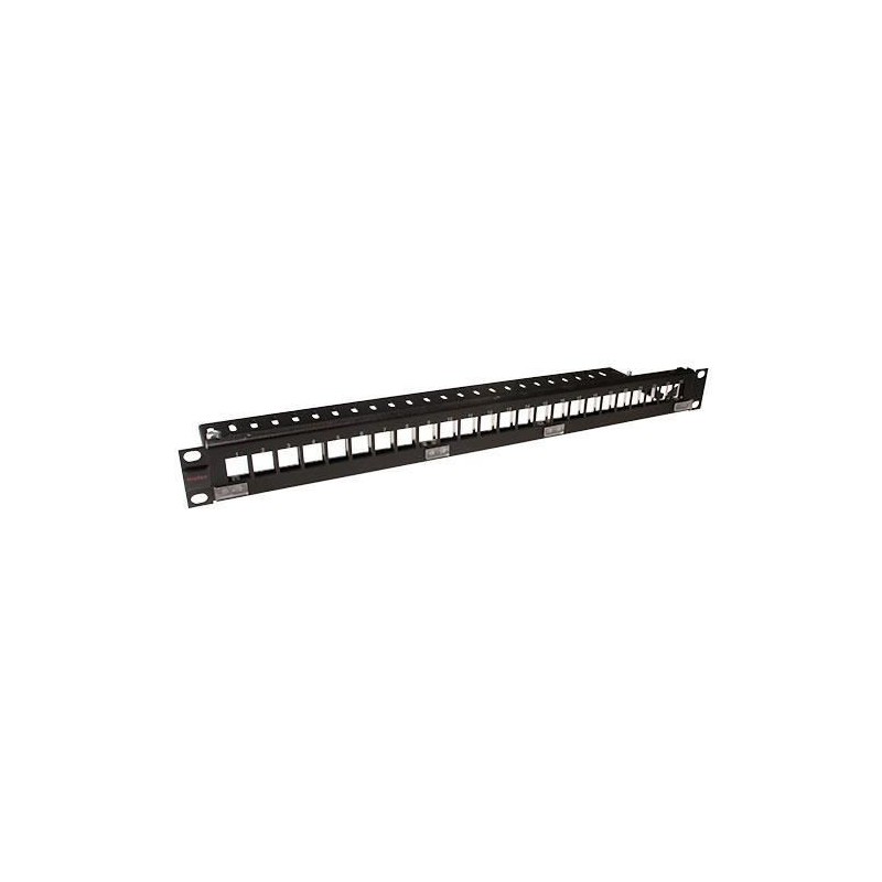 Patch panel 19, 1U, 24 porturi neechipat, pentru conectori Keystone, cu bare de gestionare a cablurilor - Molex 