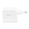 ALIMENTATOR retea 220V LOGILINK, universal, 2 x USB-C,  maxim 11V/1.8A, GaN 40W, suport OCP/OVP/OHP/SCP, alb, 