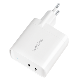 ALIMENTATOR retea 220V LOGILINK, universal, 2 x USB-C,  maxim 11V/1.8A, GaN 40W, suport OCP/OVP/OHP/SCP, alb, 