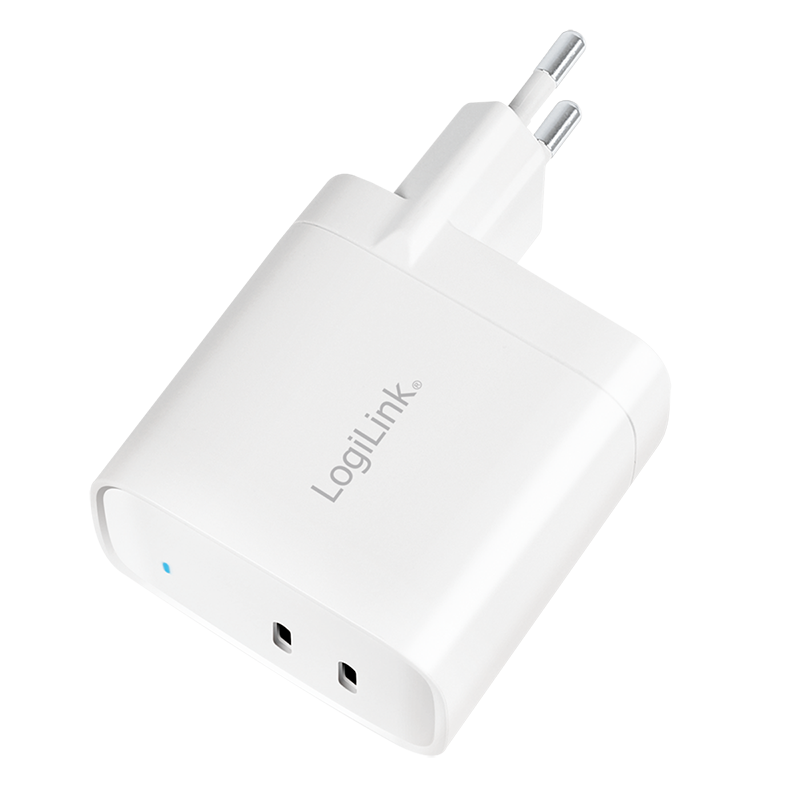 ALIMENTATOR retea 220V LOGILINK, universal, 2 x USB-C,  maxim 11V/1.8A, GaN 40W, suport OCP/OVP/OHP/SCP, alb, 