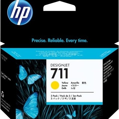 Tri-Pack Original HP Yellow, nr.711, pentru DesignJet T120|T520, , (timbru verde 0.45 lei), 